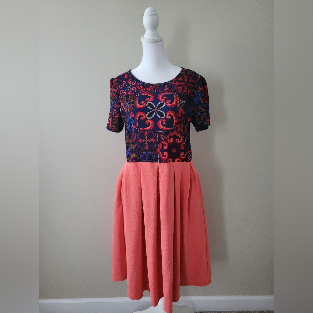 Blue, Coral, White, Purple Lularoe Dress with a Pockets